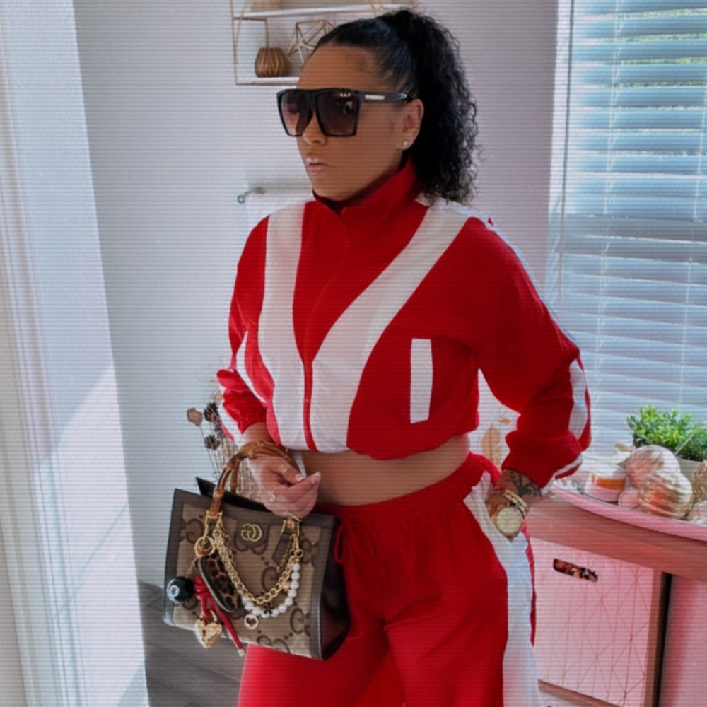 Red & White Track Jogger Set - Women - Picture 2 of 2